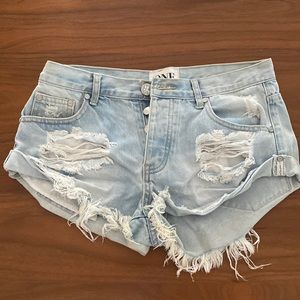 Denim cut off shorts